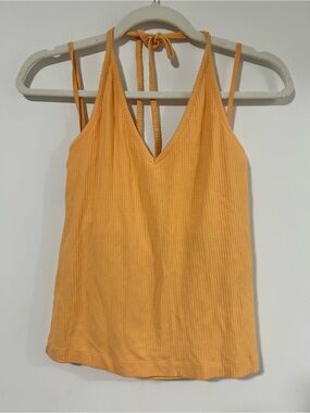 Old Navy Ribbed V-Neck Halter Camisole - Peachy Orange